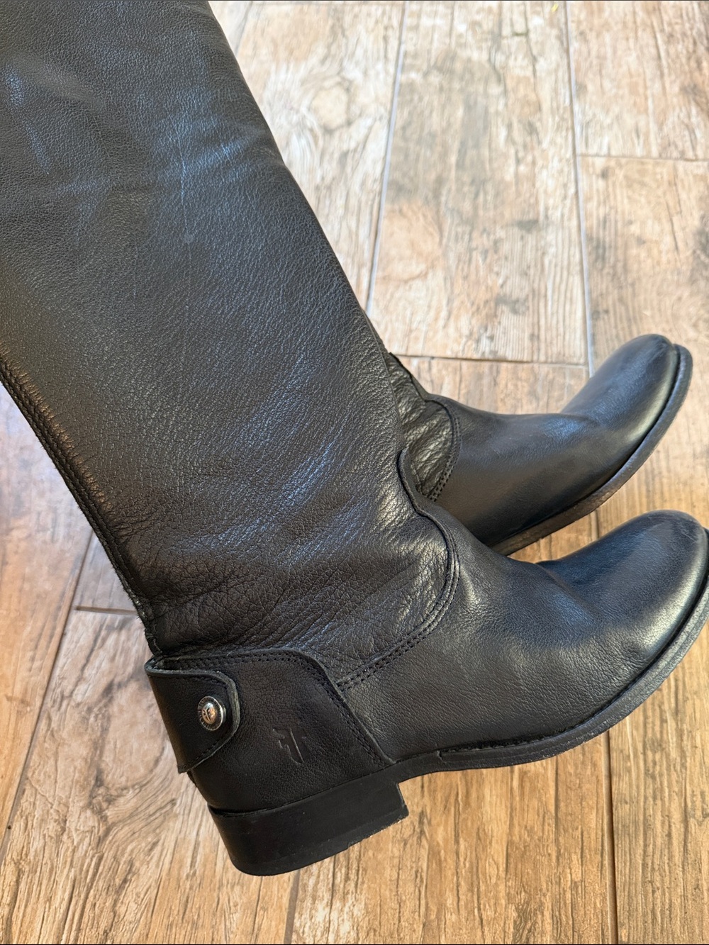 Frye Melissa Tall Leather Boots Black Back Zip 6.5 - Picture 2 of 7